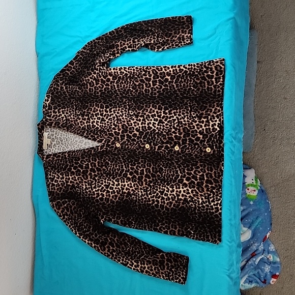 Michael Kors Animal Print Cardigan Sweater Top, Size Large - Picture 7 of 13